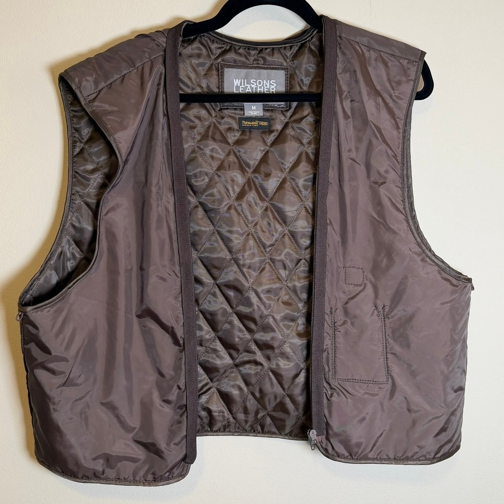 Vintage Wilsons Leather Vest Thinsulate Ultra Quilted Zip Out Liner Pocket M